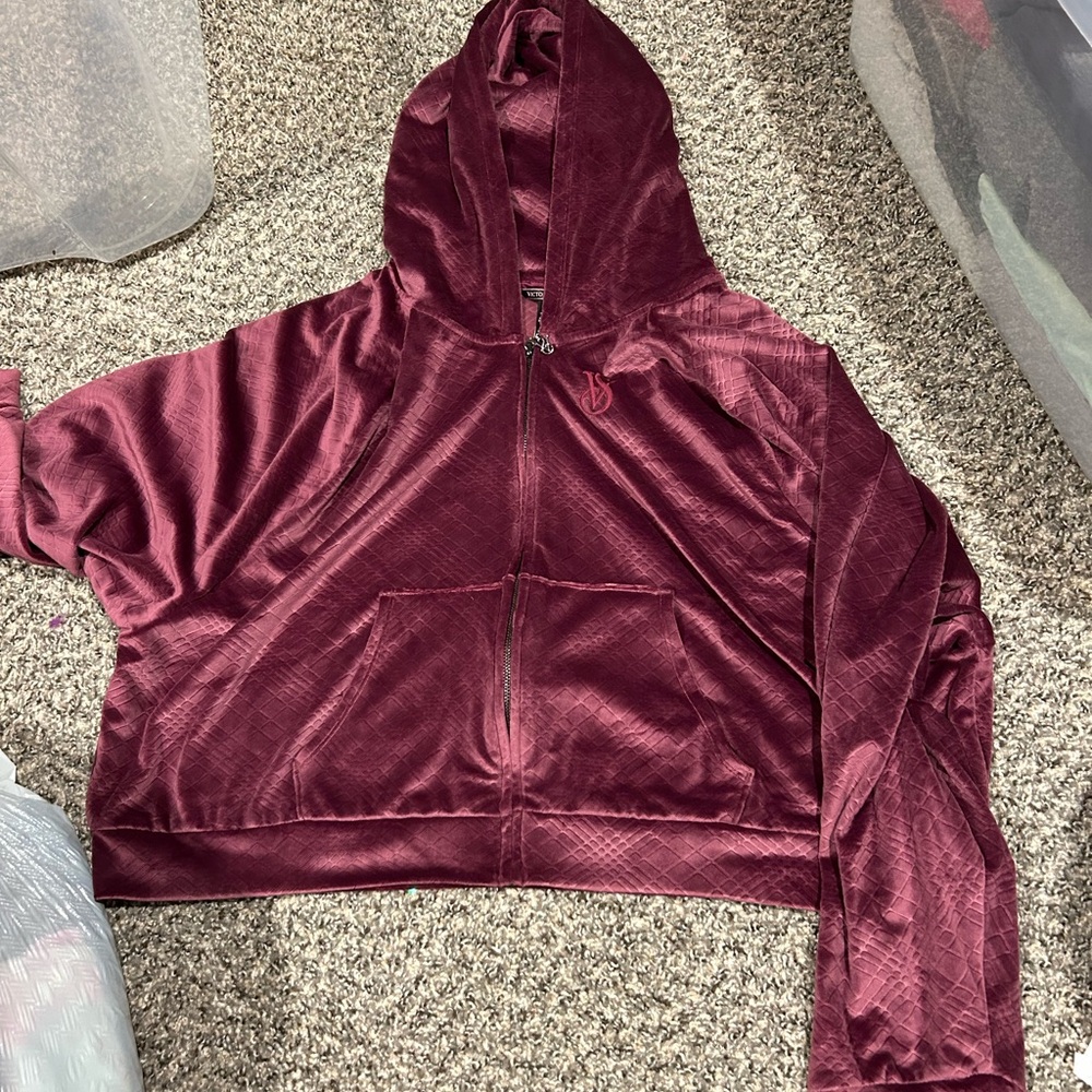Victoria's Secret Maroon Hooded Jacket cropped